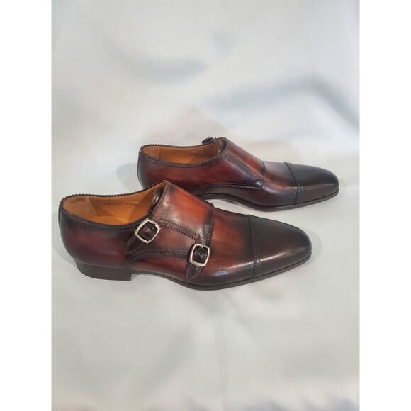 Magnanni Burnished Double-Monk Shoes size 9.5.s59